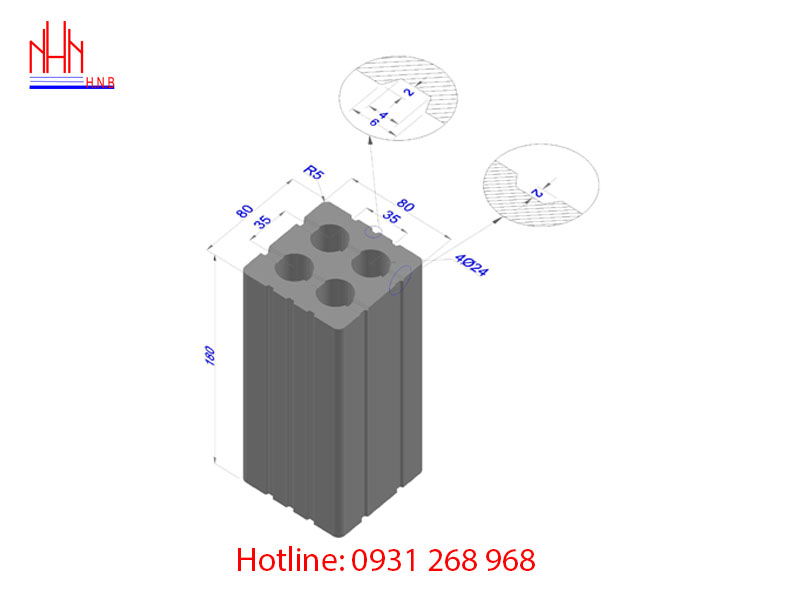 Block bricks with 4 holes 80x80x180 Block bricks with 4 holes 80x80x180